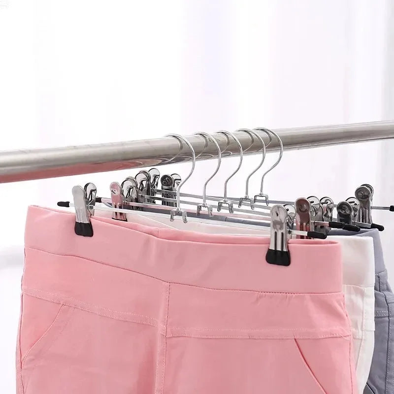 Metal Windproof Clothes Hanger with Adjustable Clips Non‑Slip Drying Hanger for Pants Coat Closet Storage Organizer Rack Oasis Select