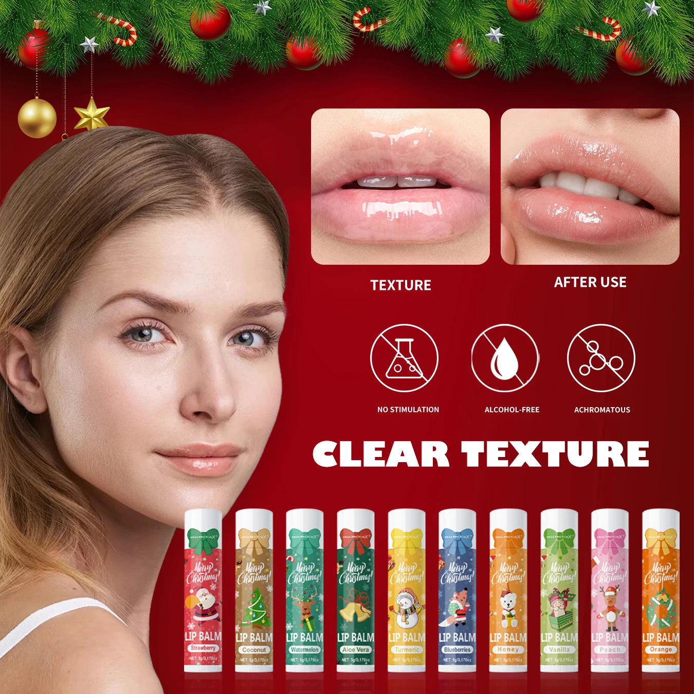 90 pieces/box 10 scented lipstick set Christmas set Moisturizing lips deep moisturizing Christmas gift Oasis Select