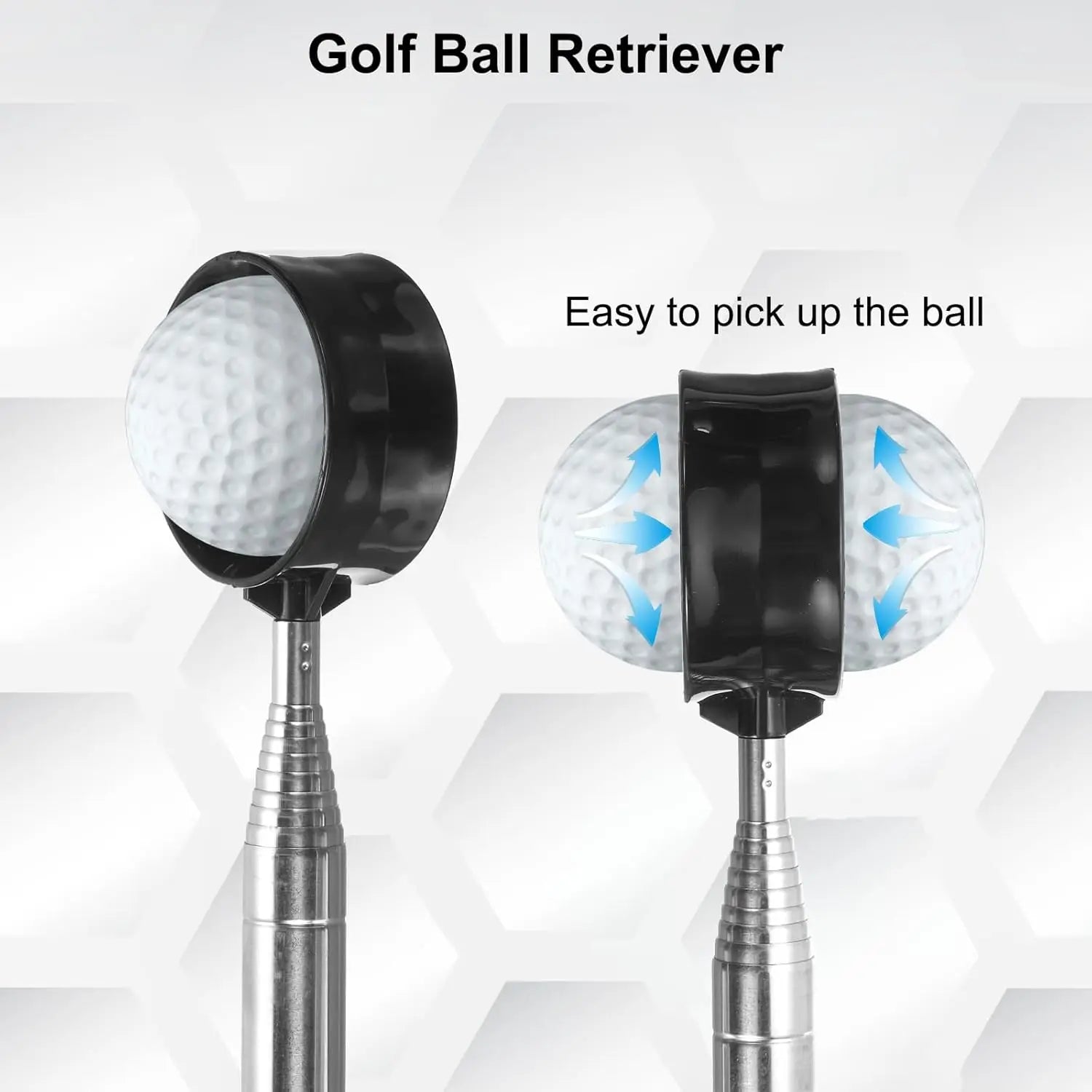 Telescopic Golf Ball Retriever Extendable Aluminum Shaft Lightweight Grabber Lanyard Pond Lake Water Hazard Golf Accessories Oasis Select