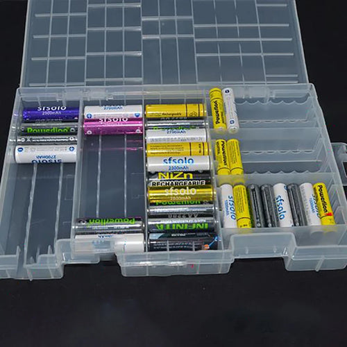 100-Slot AA & AAA Battery Storage Box | Transparent Organizer Battery Storage Box Oasis Select