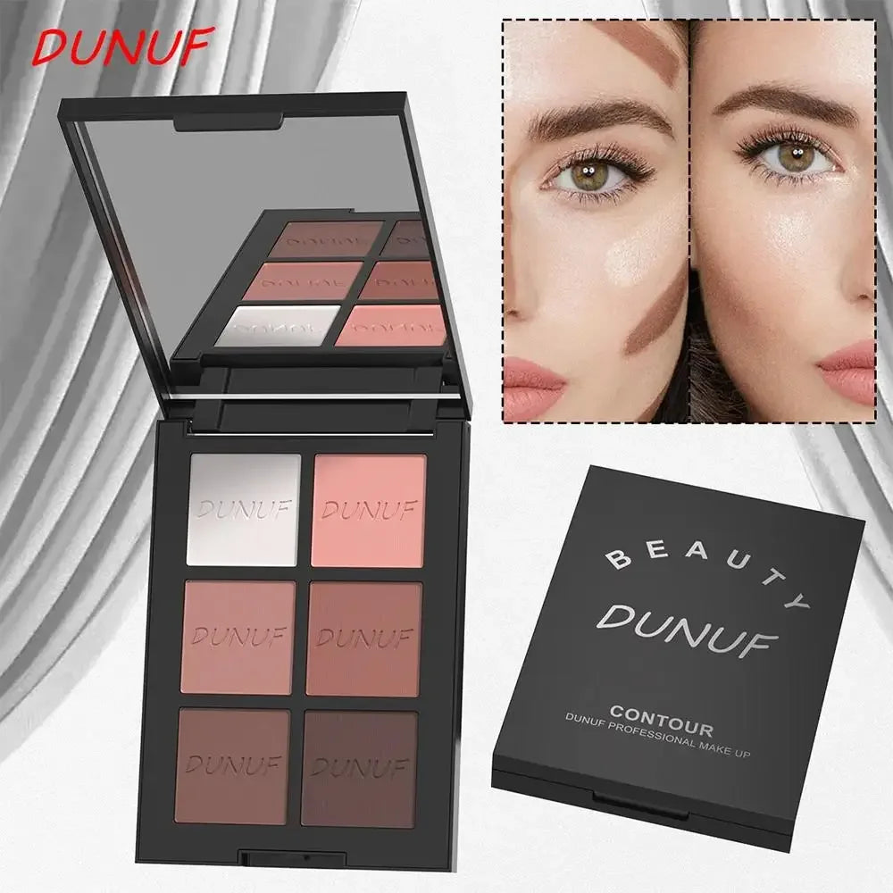 DUNUF 6-Color Cream Highlighter & Contour Palette – Waterproof