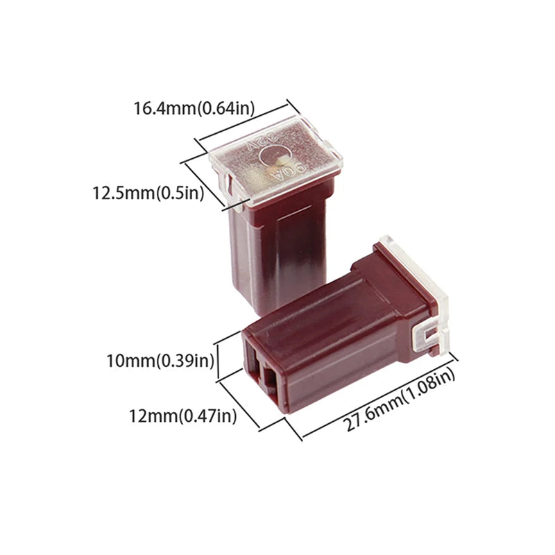 5pc Mini Square Fuse Set, 20A to 60A Size Range, Automotive Fuses with Plastic Storage Box Oasis Select