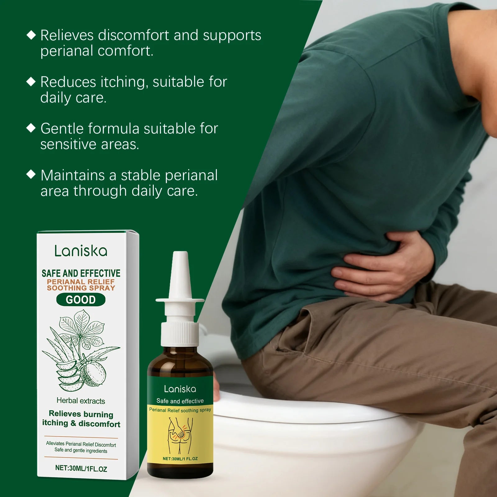 Laniska Perianal Care Spray – Moisturizing & Soothing 30ml Perianal Care Spray Oasis Select