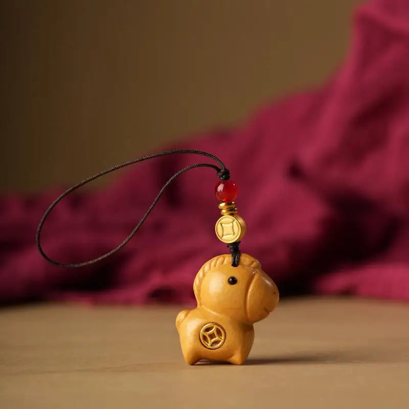 Creative Sandalwood Horse Pendant Keychain Year Of The Horse Mobile Phone Chain Backpack Hanging Decoration New Year Gifts Oasis Select A6