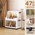 Large Foldable Flip-Top Transparent Storage Cabinet with Wheels - Space-Saving Mobile Organizer for Kitchen Bedroom Living Room Oasis Select 2 Tiers Clear Gray