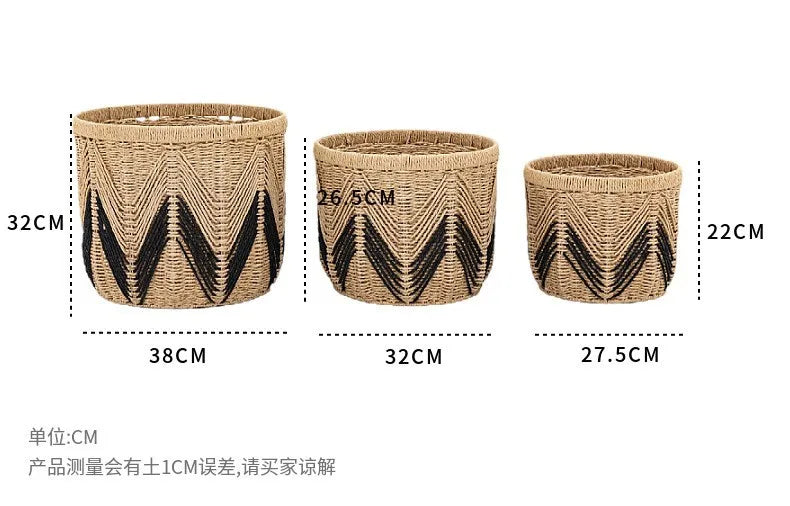 Nordic Wind Floor Storage Basket Rattan Woven Tabletop Woven Basket Decorative Paper Woven Basket Finishing Storage Box Oasis Select