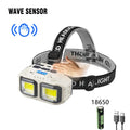Rechargeable COB Induction Headlamp Powerful LED Head Light with 4 Lighting Modes Lantern for Outdoor Camping Fishing Emergency Oasis Select Sensor 2400MAH