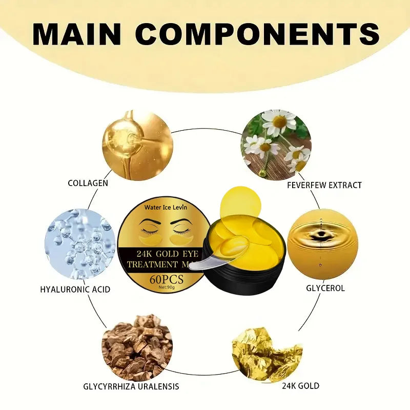 24K Gold Collagen Eye Mask Anti Dark Circles Eyes Bags Moisturizing Anti-Wrinkles Eye Patches Eyes Skin Care Products Oasis Select