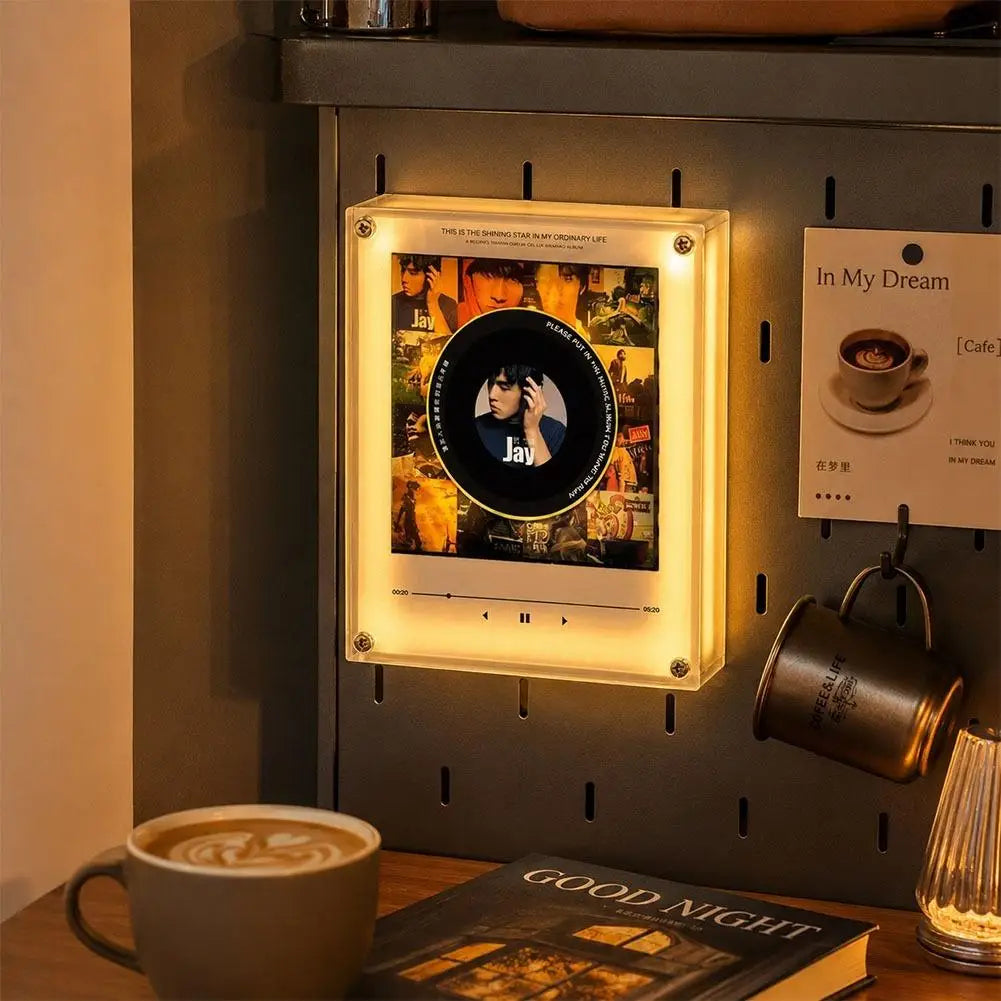 NFC Sensing Song Player With Acrylic Built-in Speaker Rotating Disc Night Light Automatic Singing Refrigerator Magnetic Sticker Oasis Select