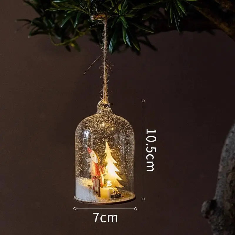 Luminous Lamp Hanging Decorations Christmas Ornaments Glass Lamp Balls Hanging Balls Santa Claus Reindeer Snowman Ornaments Oasis Select Santa Claus A
