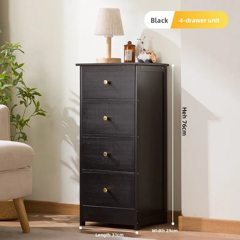 Bookcase storage cabinet chest cabinet lattice cabinet children's log storage bedside table multi-layer dining side cabinet Oasis Select Black 4