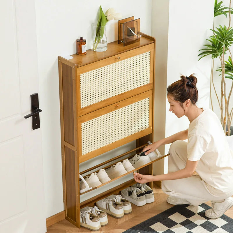 Ultra-thin shoe cabinet, tipping bucket at the door of the home, shoe rack, large-capacity entry door, simple storage Oasis Select