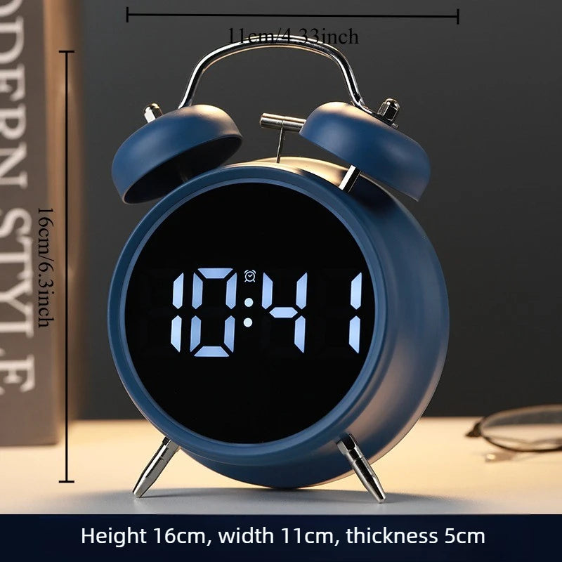 Student Alarm Clock with Ultra-Loud Volume Metal Bell for Hard-to-Wake-Up Individuals Multi-Functional and Pluggable Oasis Select royal blue