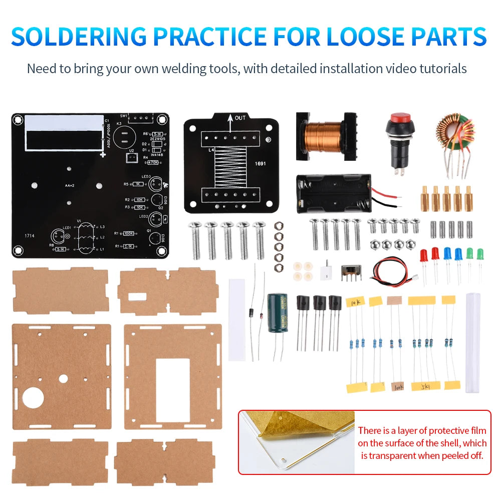 Enhanced DC3V High Voltage Electromagnetic Cannon DIY Kit Circuit Board Welding Practice Electronic Experiment Parts Oasis Select
