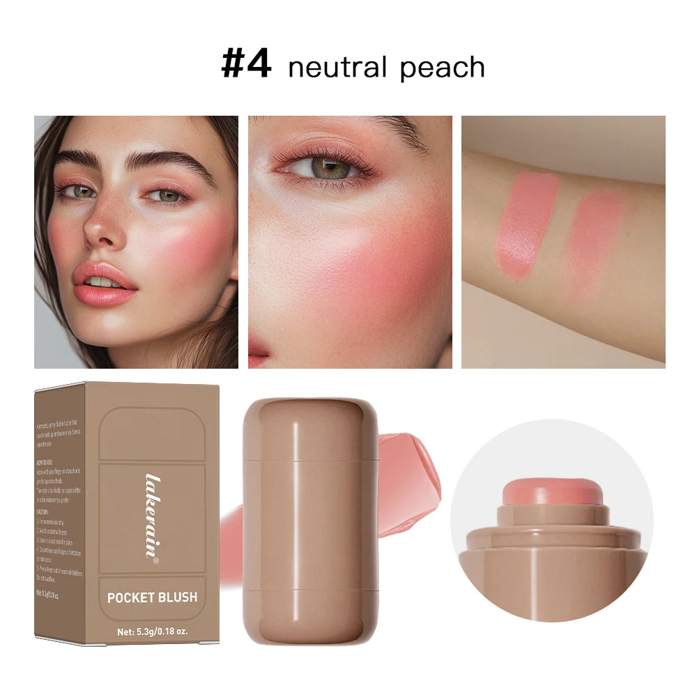 3-in-1Blush Stick Lasting Brightens Facial Cheek Stick Moisturizing Flash Lip Gloss Makeup Lip Gloss Face Rouge Oasis Select 4