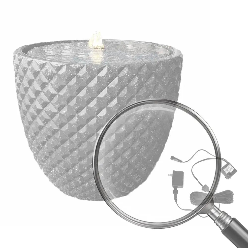 Freestanding Fountain with LED Light Waterfall Fountains Round Stone Patio Fountain Modern for Garden Patio Yard Deck Oasis Select United States