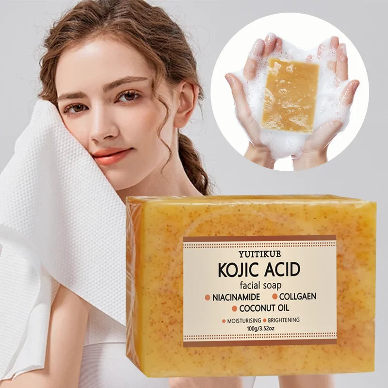 YUITIKUE Kojic Acid Facial Soap with Niacinamide Collagen Coconut Oil for Deep Cleansing & Brightening Skin Oasis Select