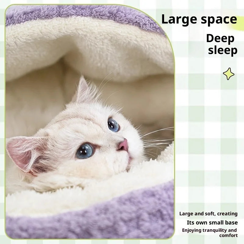 New Cat Nest Winter Semi-closed Warm Four Seasons Universal Winter Thickened Cat Sleeping Nest Shell Nest Cat Bed Dog Bed Oasis Select