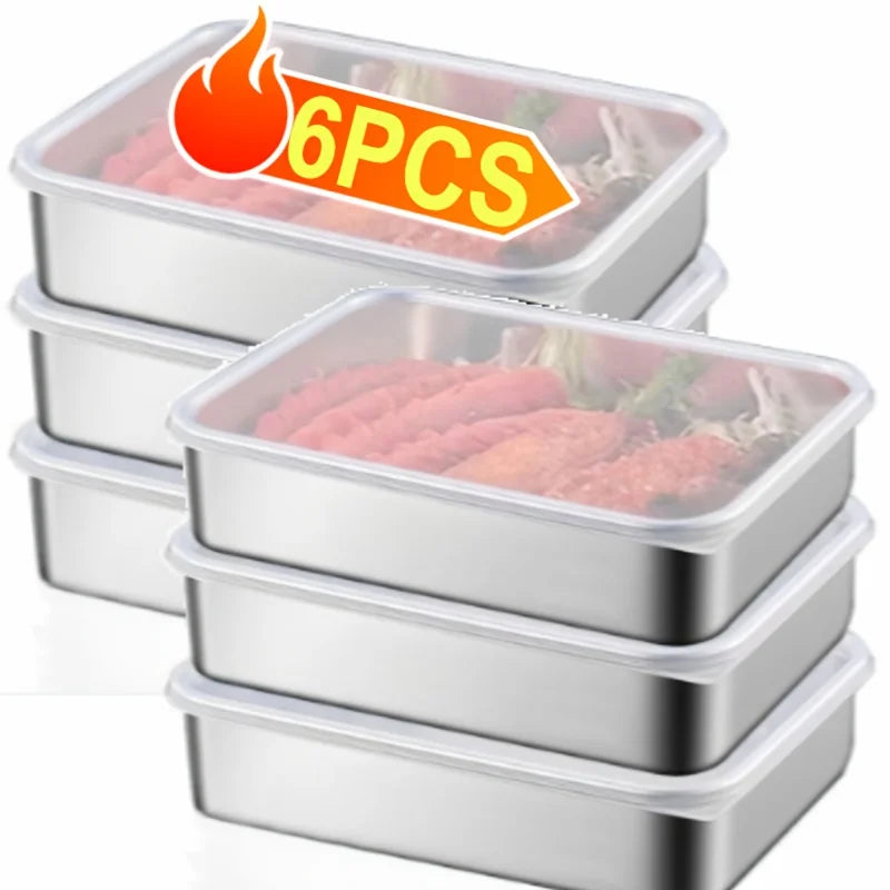 6-Piece Stainless Steel Food Storage Containers Set - Airtight BPA-Free Kitchen Organizers for Fridge/Pantry/Dry Goods Oasis Select 6pcs