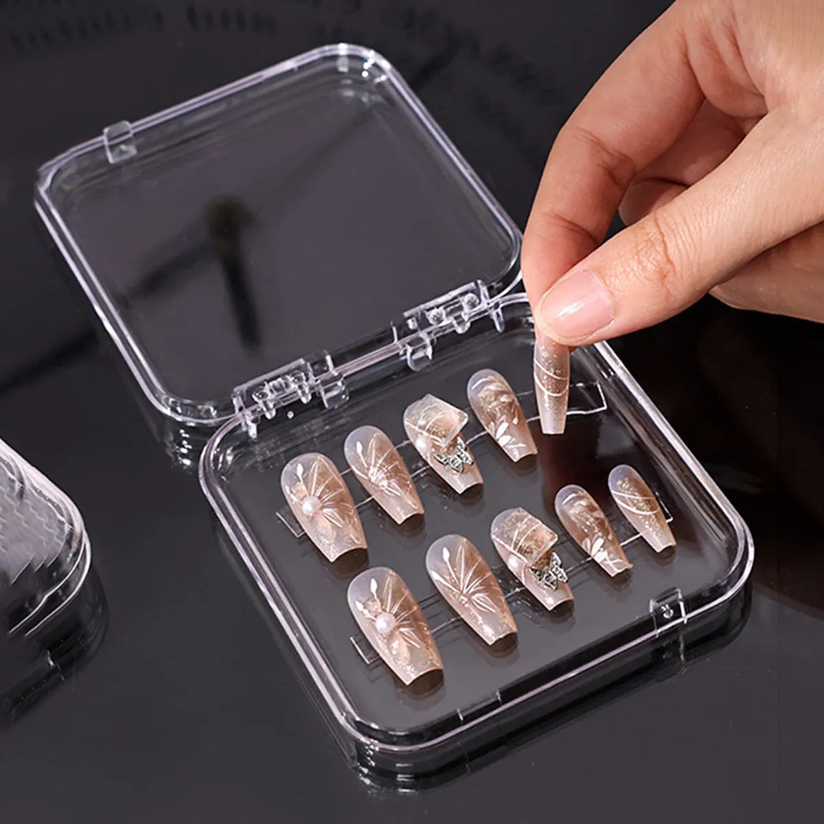5pcs Transparent plastic storage box, bracelet, fake nail display box, multifunctional packaging box, jewelry box Oasis Select