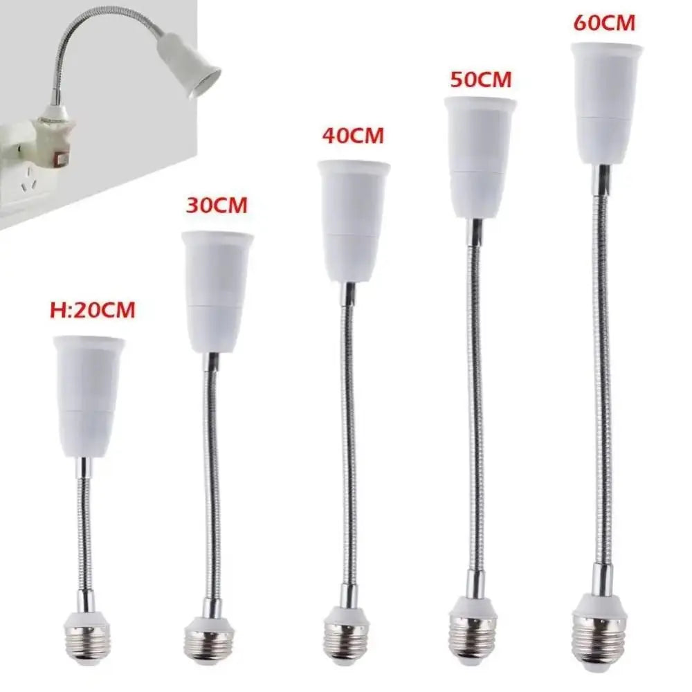20/30/40/60cm LED Bulb Extension Tube Flexible E27 To E27 Bulb Conversion Lengthen Threaded Lamp Holder Adapter Home Oasis Select