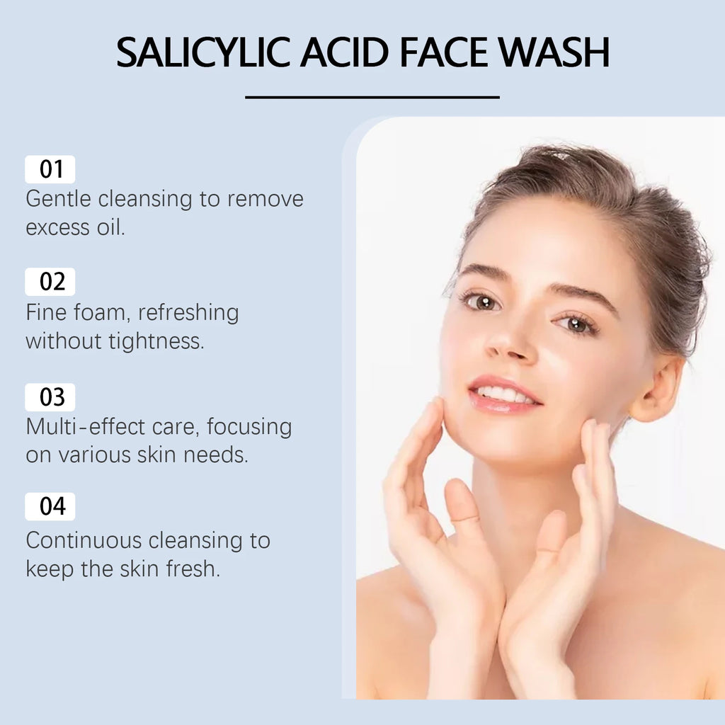 Salicylic Acid Facial Cleanser Acne Treatment Moisturizing Oil Control Skincare Face Wash Cleansing Pore Hydrating Skin Care Oasis Select