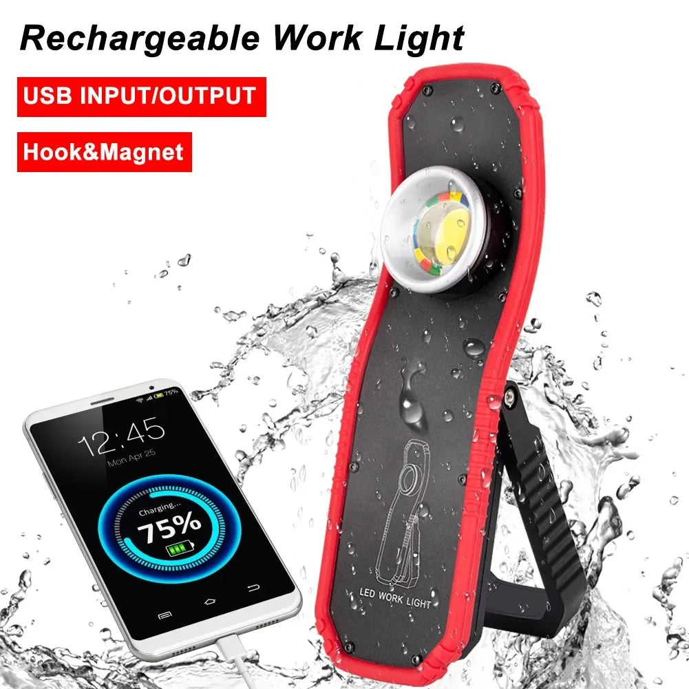 USB Rechargeable Magnetic Lantern Portable LED COB Flashlight Torch Camping Hanging Hook Lamp High-Low Modes Lighting Work Light Oasis Select Default Title