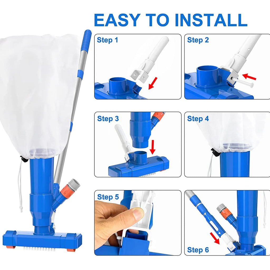 Brush Portable Pool Vacuum Handheld Vacuum Telescopic Pole Pool Vacuum Cleaner Useful Durable Swimming Pool Jet Cleaner Ponds Oasis Select