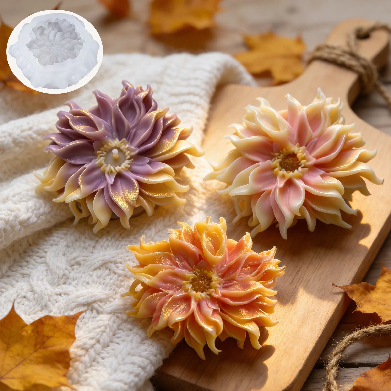 Simulation Ferrand Floral Scented Candle Silicone Mold Handmade Soap Plaster Candle Fondant Baking Mold Oasis Select