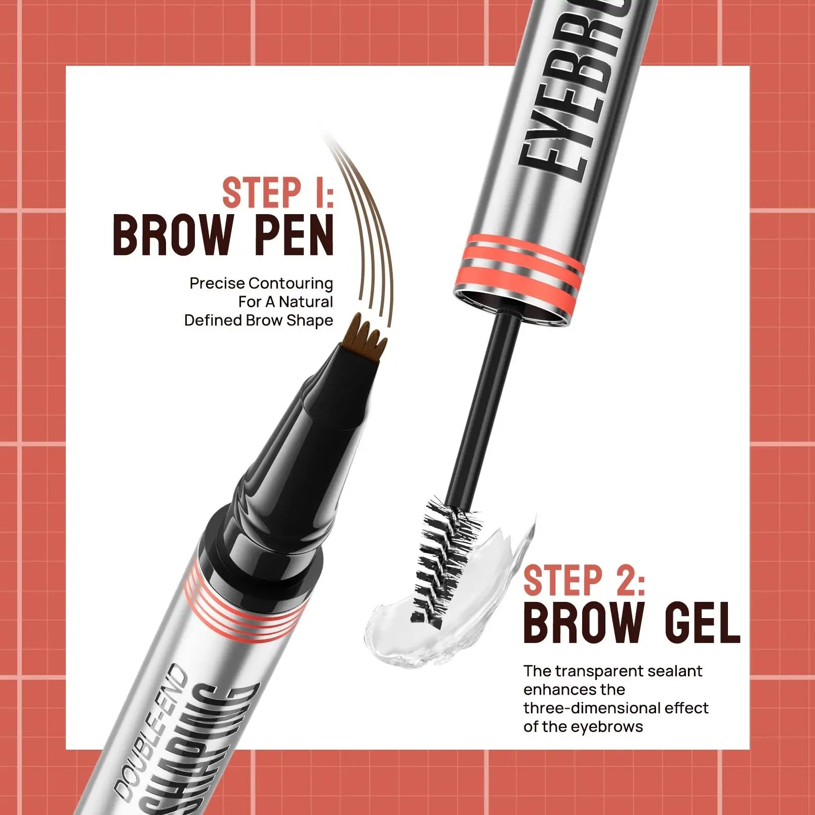 Hello Kiss 2-in-1 Waterproof Liquid Eyebrow Pencil – 4-Tip