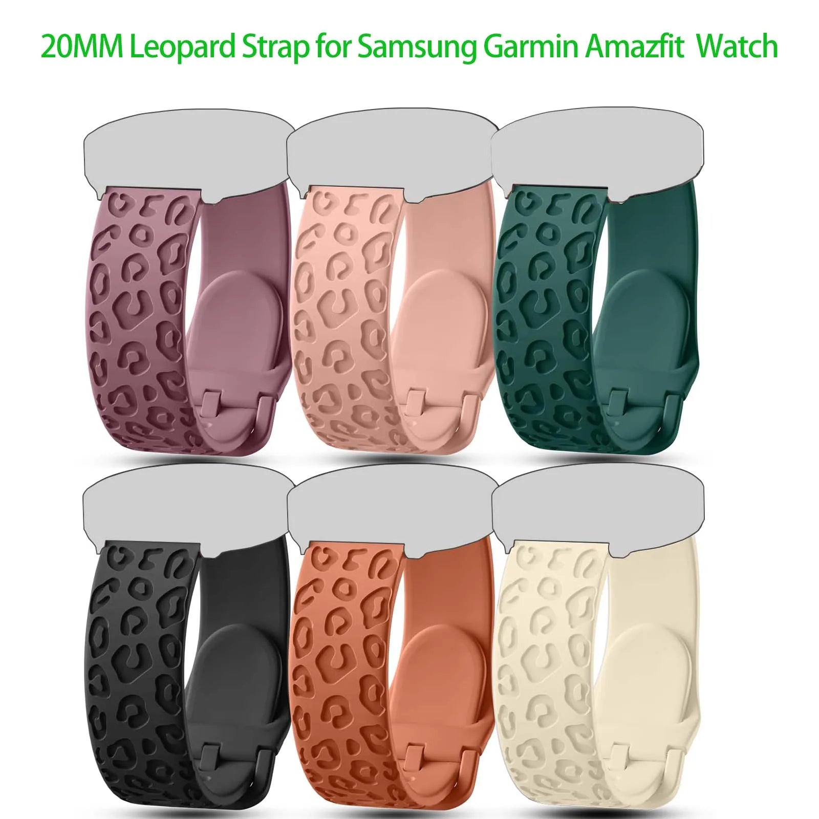 20mm Leopard Silicone Watch Band for Amazfit & Huawei GT Silicone Watch Band Oasis Select