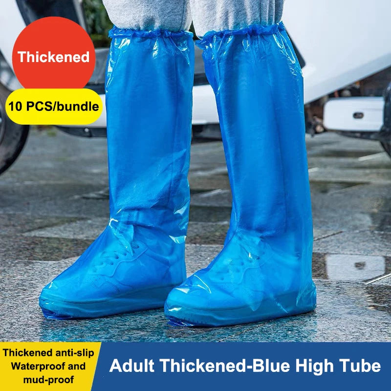 10-Pack Disposable Waterproof Shoe Covers | Thick PE Rain Protectors