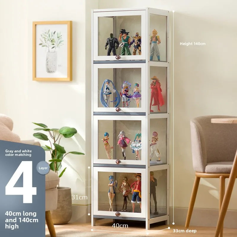 Figure display cabinet Floor-to-ceiling simple modern living room Layered shelves Household lockers Blind box display cabinet Oasis Select Four Doors 40