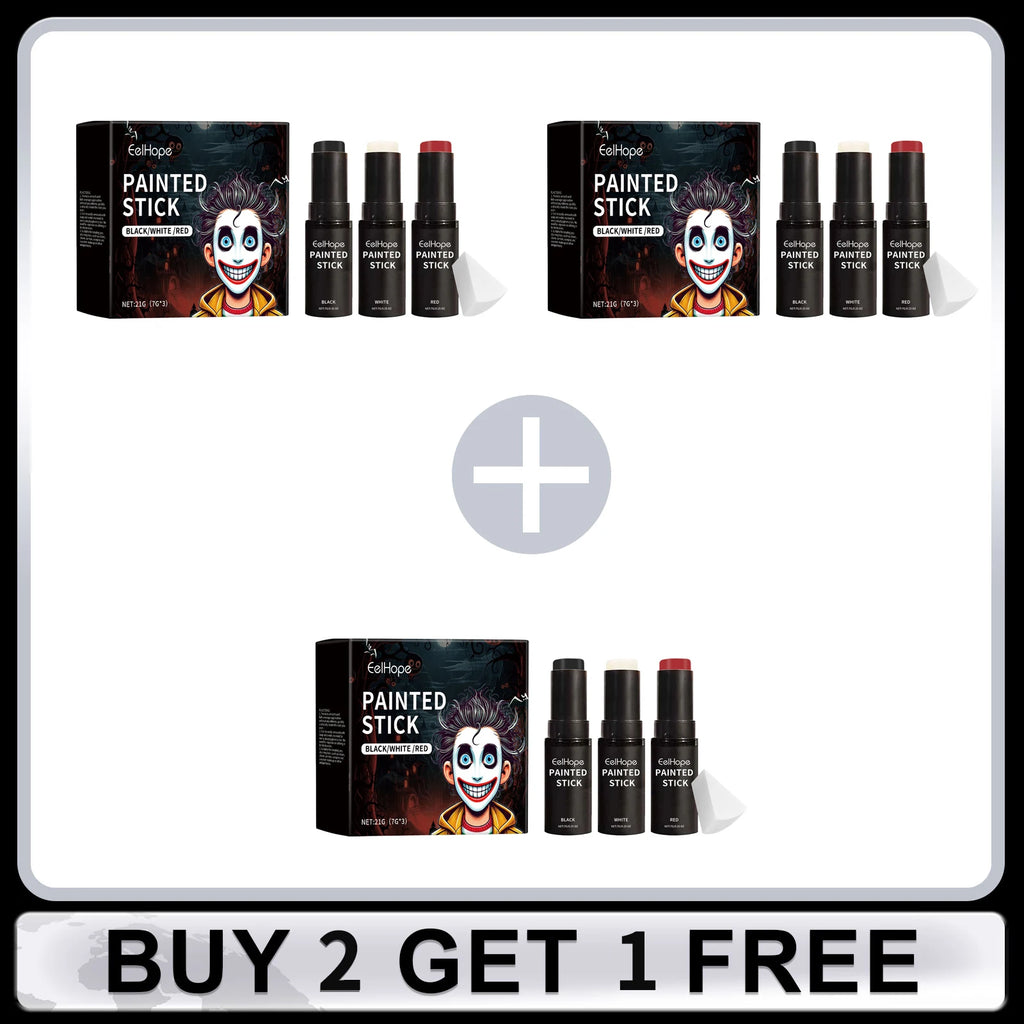 Eelhope Halloween Body Paint Stick Set – Black White Red, 21g