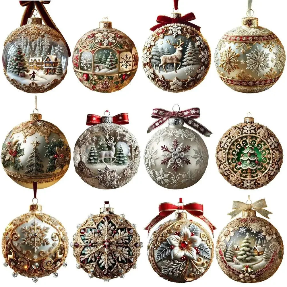 2D Acrylic Christmas Tree Ornaments – 7-Piece Flat Pendant Set