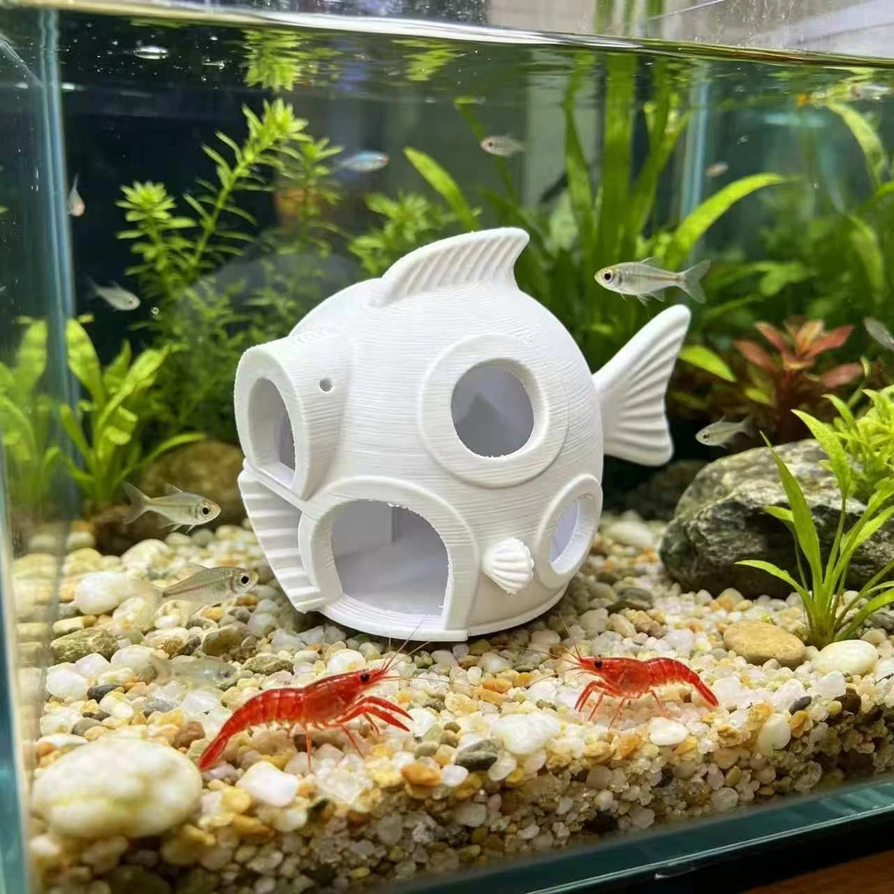 Fish-Shaped Houses Aquarium Hideout Multi-Hole Caves for Fish & Shrimp Non-Toxic Safe Tanks Ornaments Decor Aquarium Accessories Oasis Select