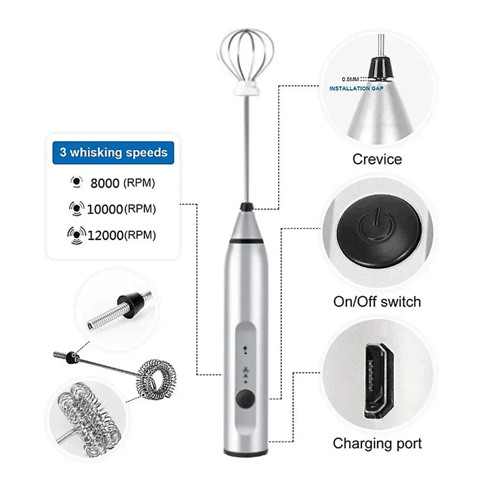 USB Electrical Milk Frothers Electric Handheld Blender with Mini Coffee Maker Whisk Mixer for Coffee Cappuccino Cream Foamer Oasis Select