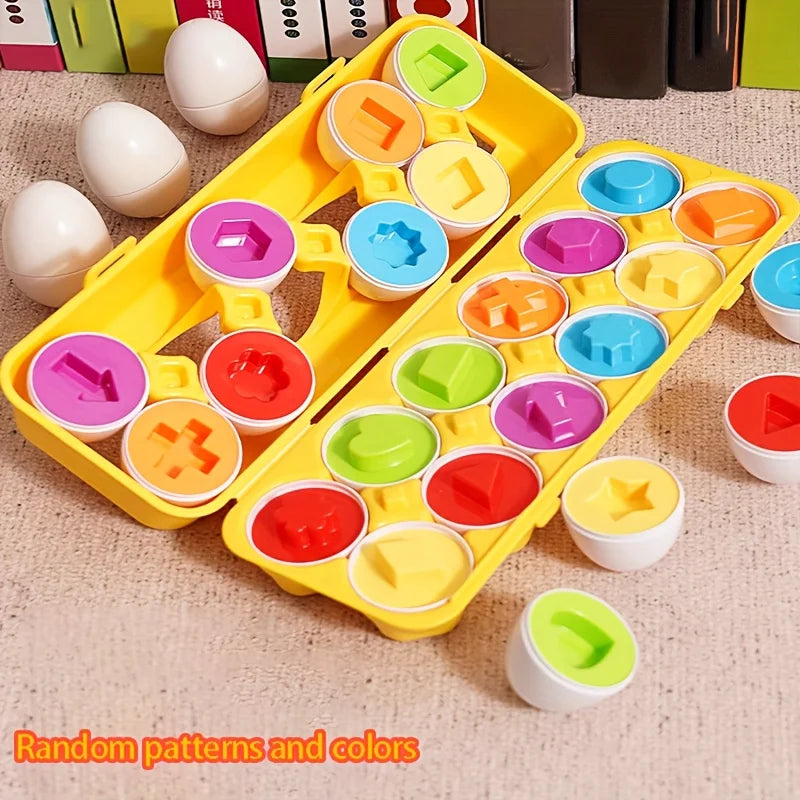 12/6pcs Color and Shape Matching Toys Simulated Egg Shapes with Storage Box - Geometric Shape & Color Learning Toy Set for Kids Oasis Select 12pcs