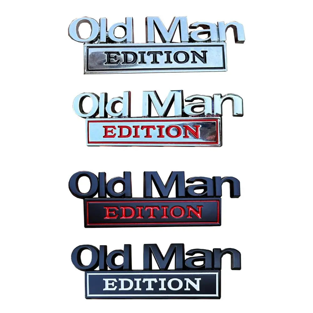 3D Metal Old Man Edition Car Emblem Sticker | Retro Auto Decal