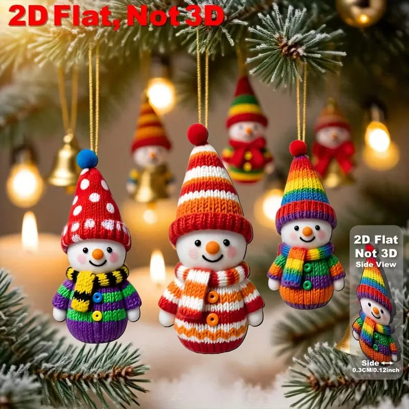 32-Piece Wooden Snowman Christmas Ornaments | Colorful Pom-Pom