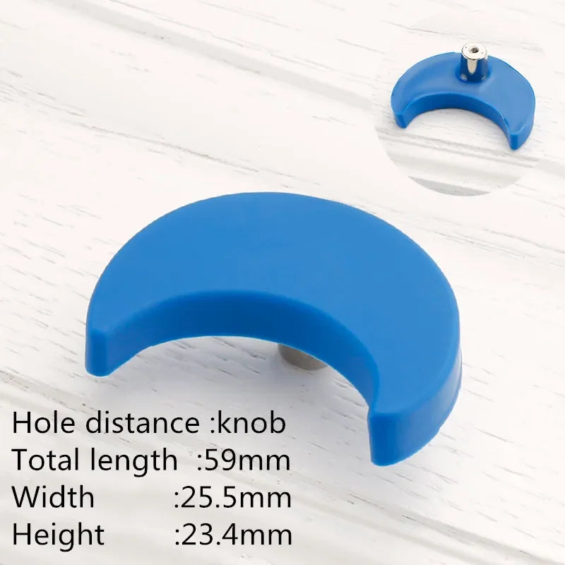 Children Room Rubber Cabinet Knobs and Handles Wardrobe Door Drawer Pulls Cute Star White Cloud Furniture Handle Oasis Select moon blue