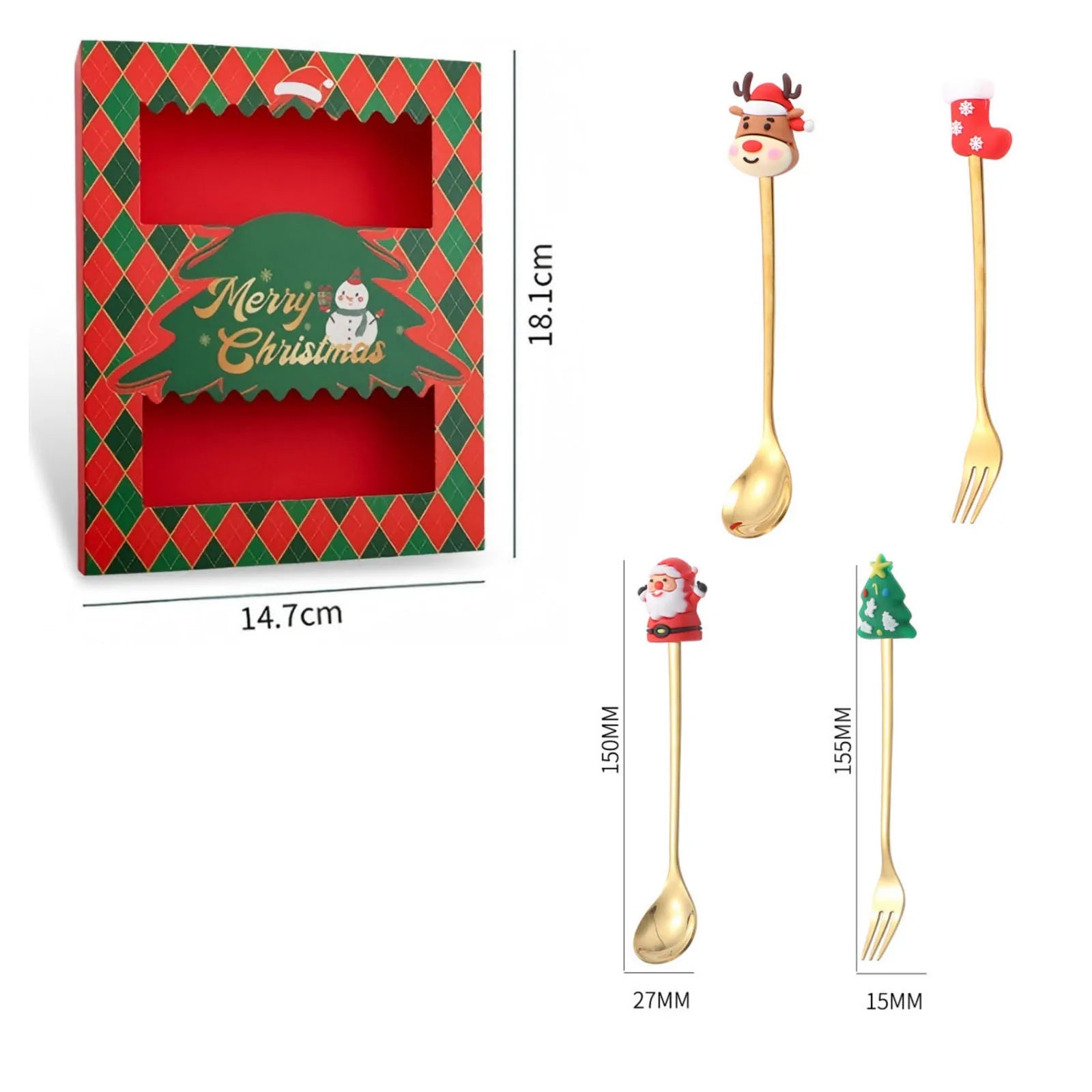 Christmas Stainless Steel Spoon & Fork Cutlery Gift Set – 4 Pc Holiday Cutlery Set Oasis Select