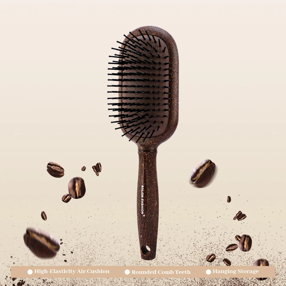 Air Cushion Massage Comb – Eco Wheat Straw, Anti-Static Hair Massage Comb Oasis Select 9121SY-Coffee