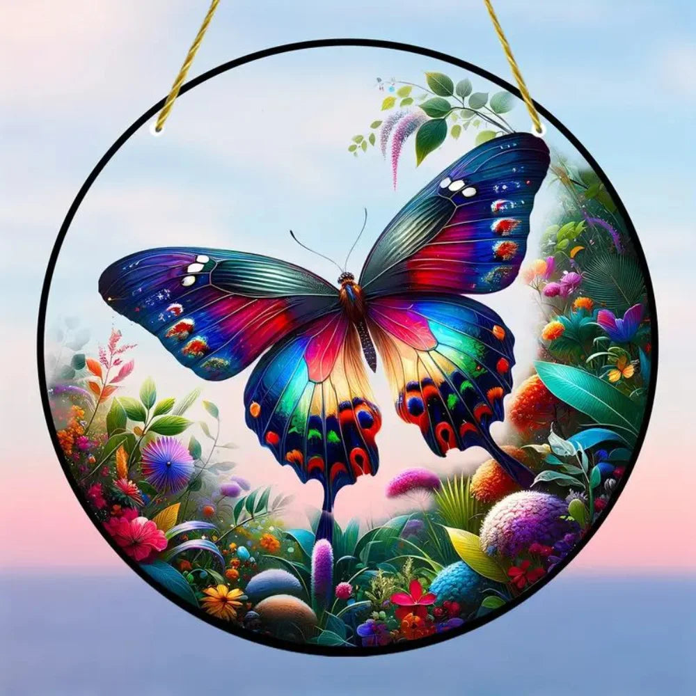 2025 Circular Acrylic Painting Creative Butterfly Theme Home Wall Decoration Hanging Painting Living Room Bedroom Mural Painting Oasis Select 3
