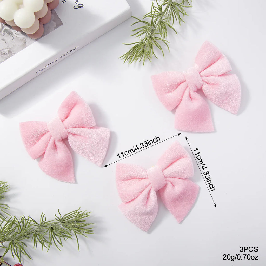 Velvet Christmas Bow Ornament – Pink, Green & White | Tree Decor