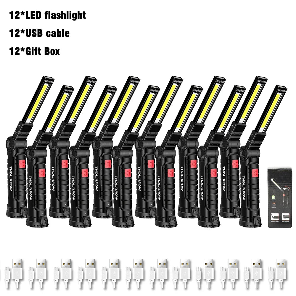 USB Rechargeable COB LED Work Light – Magnetic Foldable Torch