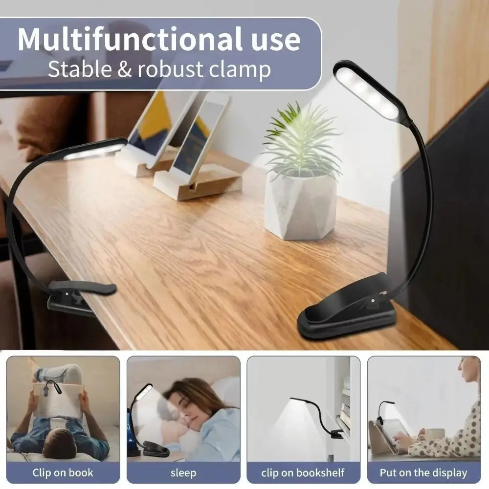 2025 New LED Reading Lamp No Harm To Eyes With Clip Piano Score Lamp Portable Three-Speed Dimming Bedside Lamp Night lighting Oasis Select