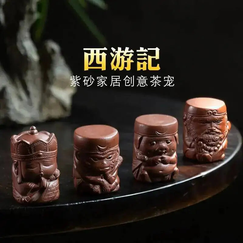 Tea Pet Monkey Figurine Tang Monk Pig Sculpture Teapot Lid Drag Raise Master Tea Play Чайные Украшения Oasis Select