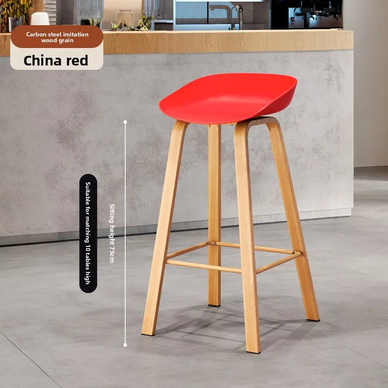 Nordic Bar Chair Modern Simple Bar Chair Wrought Iron Fashion Creative Restaurant High Stool Household Stool Front Desk Chair Oasis Select Red 75 2 pieces 1
