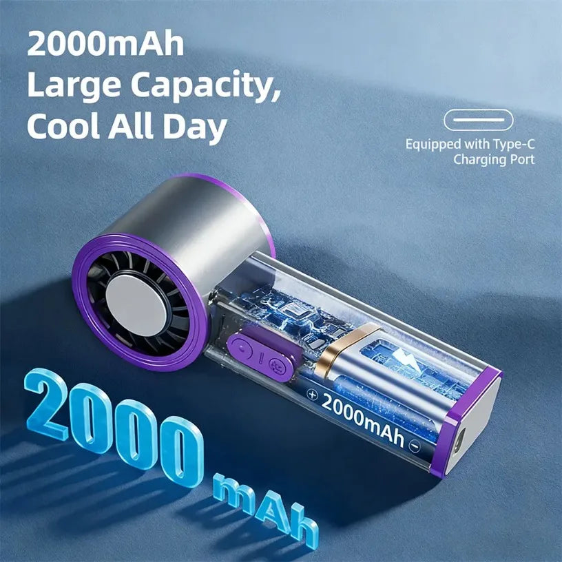 Transparent Mecha Semiconductor Cooling Fan 100 Speed 2000mAh Cold Compress Brushless Motor LED Light Portable Handheld Fan Oasis Select